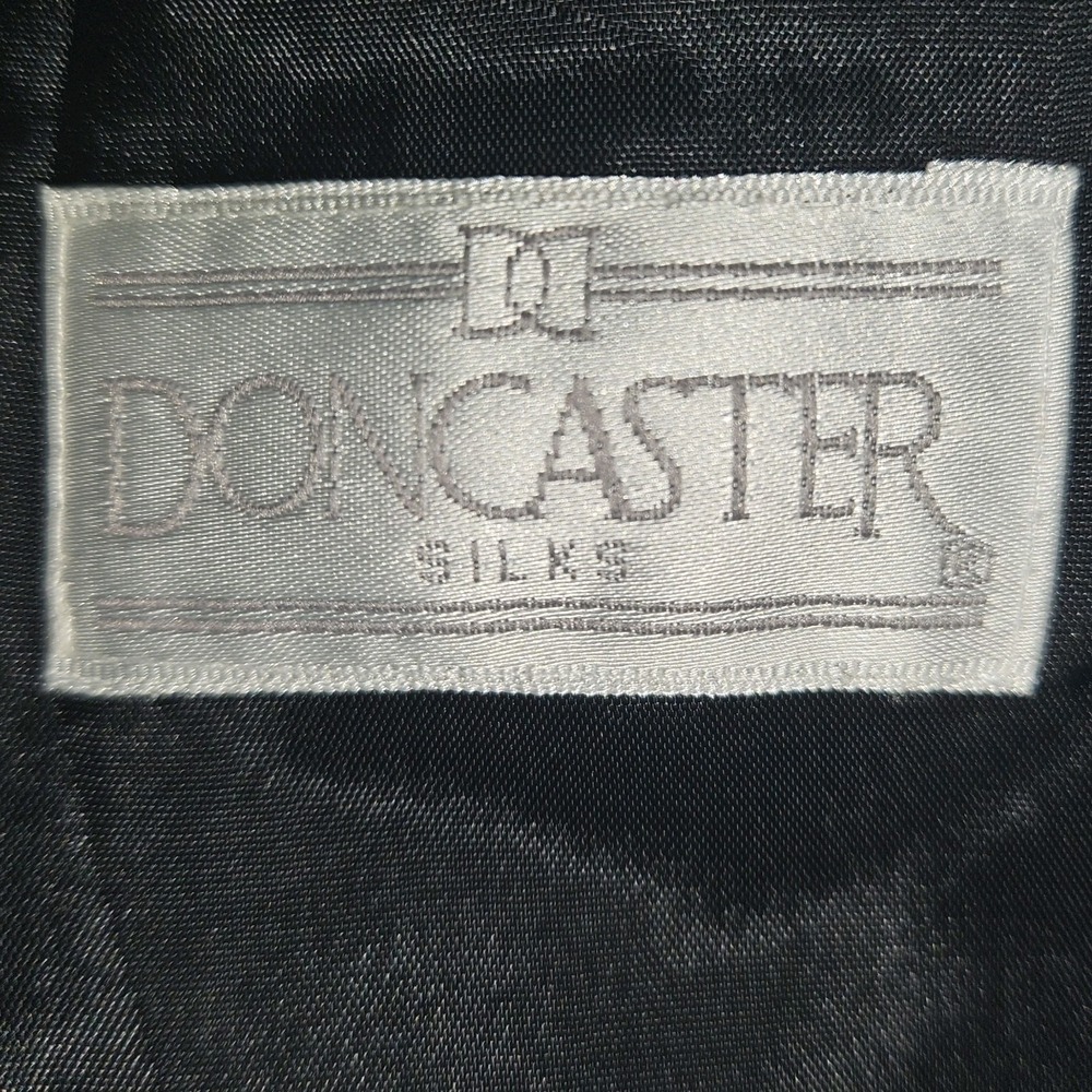 Doncaster Silks Blazer Size 16 Black Ivory Houndstooth Silk Jacket Lined Vintage - Picture 4 of 12